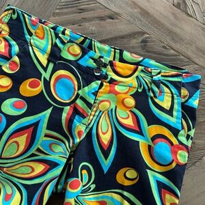 Loudmouth Golf Ladies Shorts Size 6 Psychedelic Floral Multi Black 10 in inseam